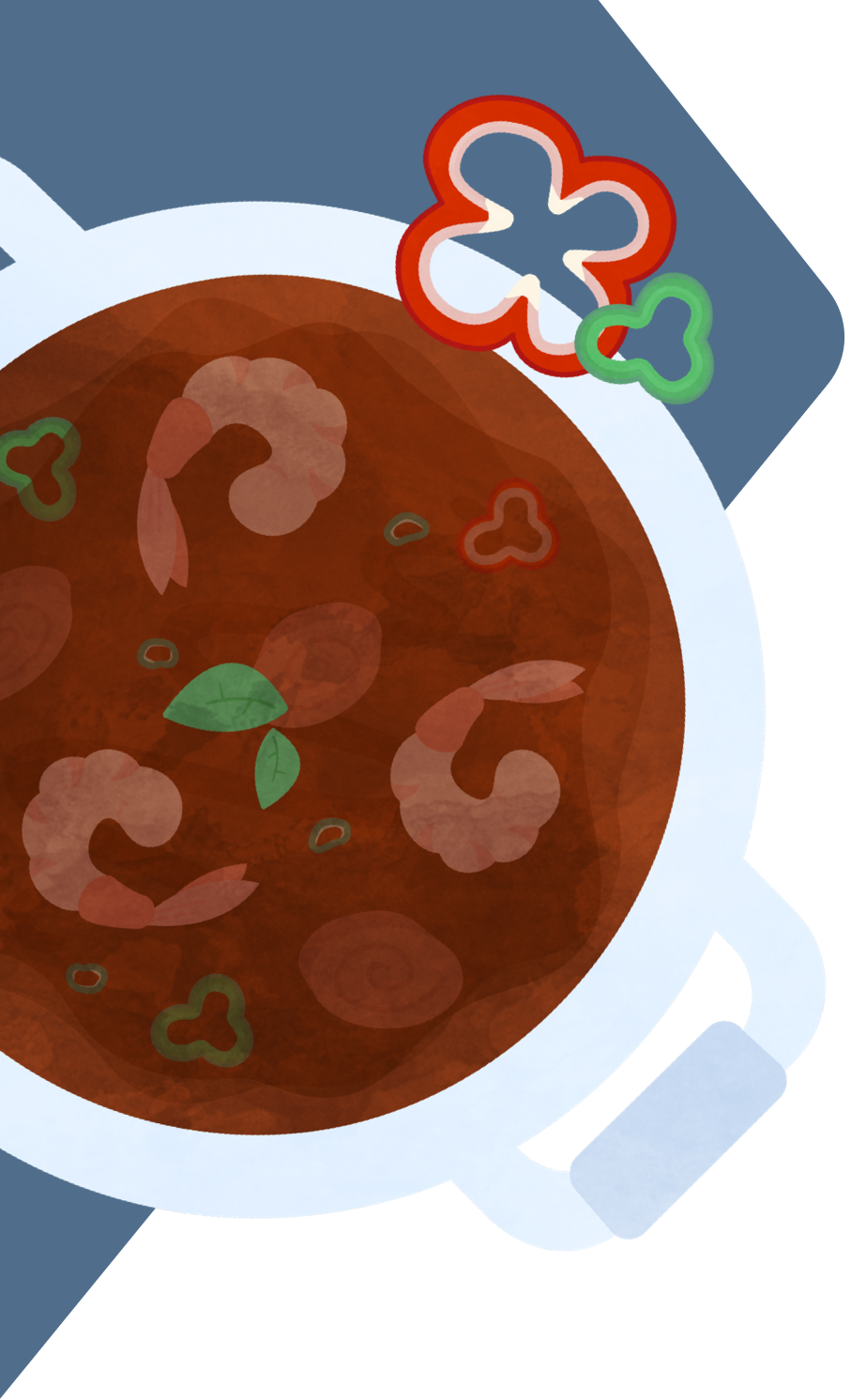 Illustration of Brainstorm-in-a-Bowl Louisiana Gumbo